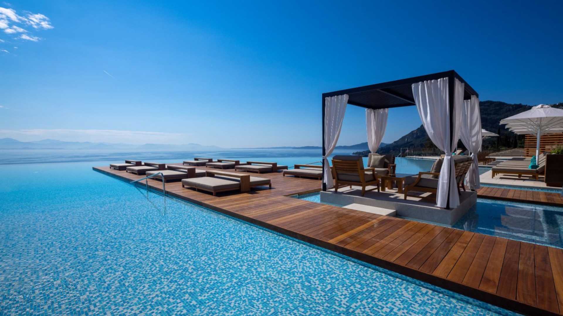 relaxing sea views from the infinity pool of angsana corfu resort
